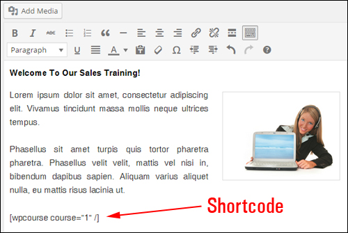 WP Courseware shortcode