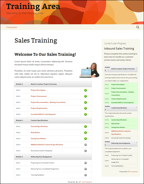 Creating professional-looking training courses with WP Courseware