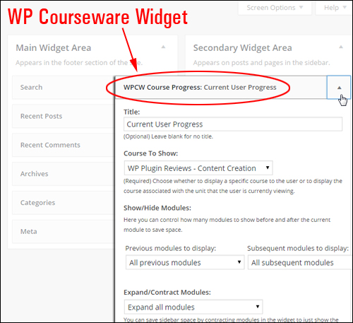 WP Courseware Sidebar Widget