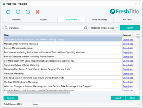 Fresh Title - Swipe Database Tool