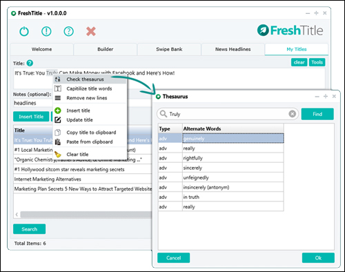 FreshTitle - Synonym Finder