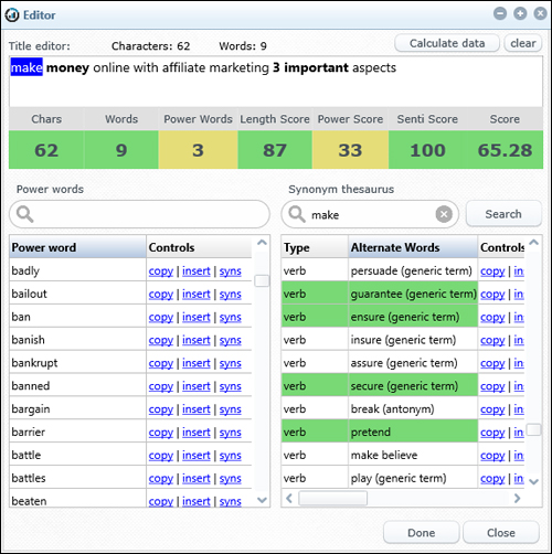 Easily find the best power words for your titles