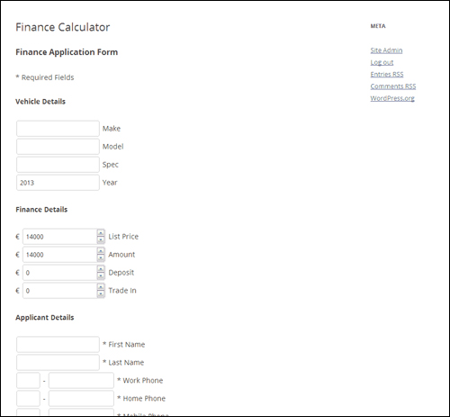 Finance Calculator - WordPress Plugin