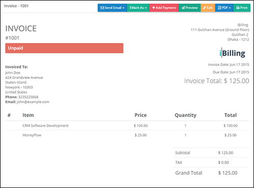 iBilling - Accounting and Billing Software - WordPress Plugin - Invoice
