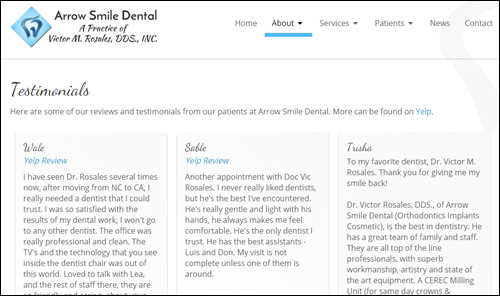 Add a web page with testimonials from previous clients and case studies
