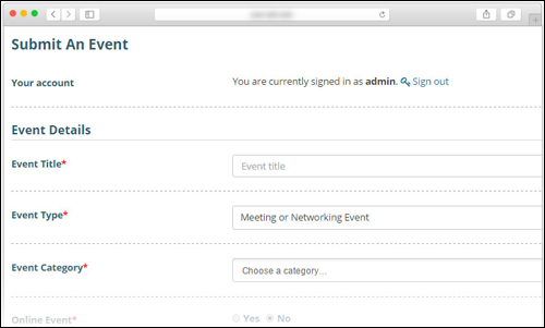 Users and Administrators can submit new events
