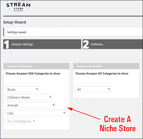 Use categories to create a niche affiliate store