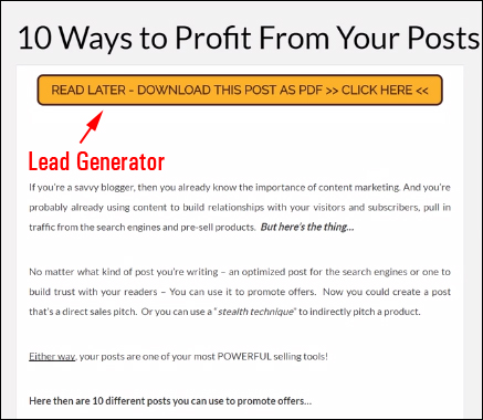 Add a lead generation 'call to action' button to your posts