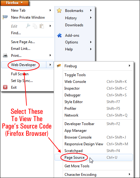 How to view your web page source code in Firefox