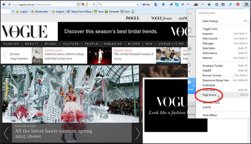 Viewing The Page Source Code In Firefox