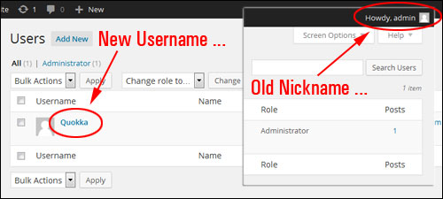 Changing Your WP Username From Admin To A Different User Name