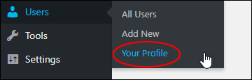 Users - Your Profile menu