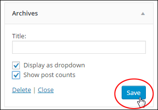 WordPress Archives Widget settings