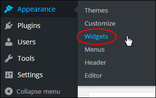 WordPress Widgets Menu