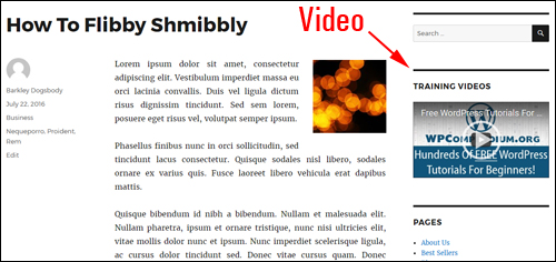 Video added using WordPress video widget