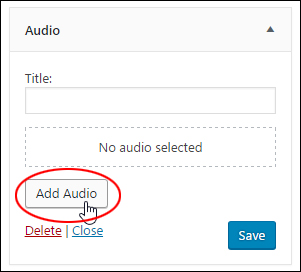 WordPress Audio Widget - Add Audio button