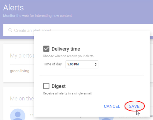 Google Alerts - settings