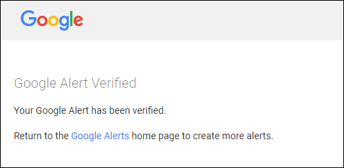 Your Google Alert has been successfully verified