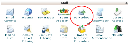 cPanel Mail panel - Forwarders