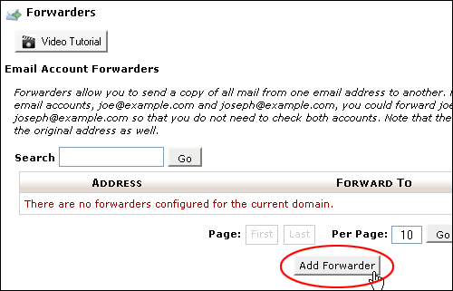 cPanel - Add Forwarders