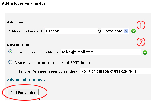 cPanel - Add Forwarder