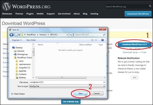 Download WordPress to your hard drive
