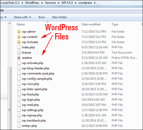 WordPress files
