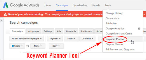 Google AdWords Keyword Planner Tool