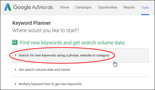 Keyword Planner Tool - Search For Keywords