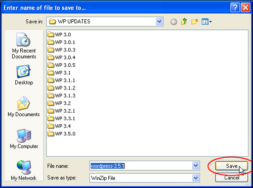 Create a folder on your hard drive to save WordPress files