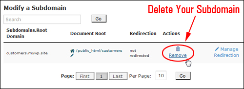 How to delete a subdomain