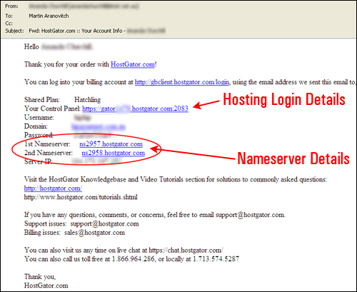 Your host will email you your nameserver details