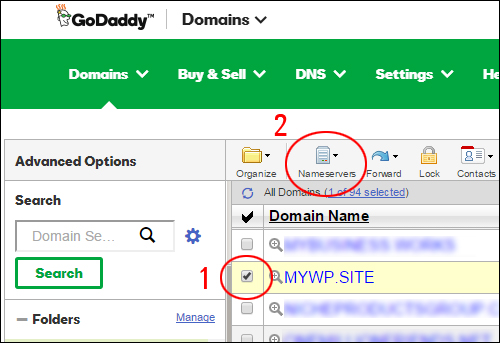 Select the domain to configure