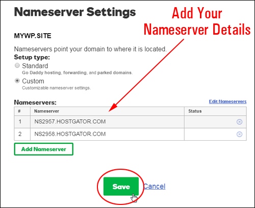 Save your new nameserver settings