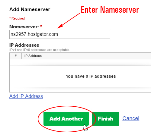 Enter your first nameserver