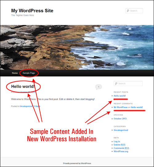 Sample content added in new WordPress installation!