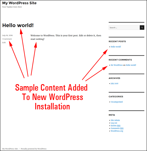 Sample content is added to all new WordPress installations!