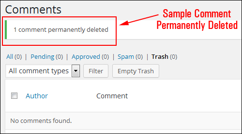 Sample comment is now permanently deleted!