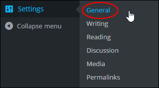 WordPress Settings Menu - General Settings