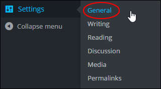 WP Settings Menu - General Settings