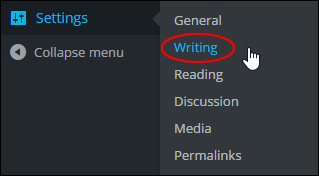 WordPress Settings Menu - Writing Settings