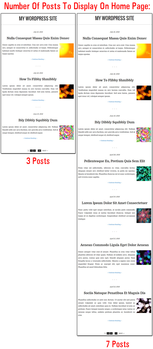 You can specify the number of blog posts to display on your home page