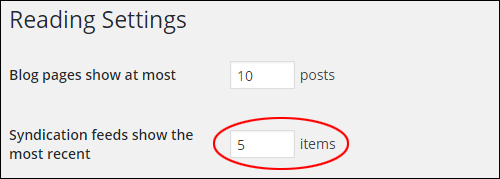 Specify how many items you want to display in your syndication feeds