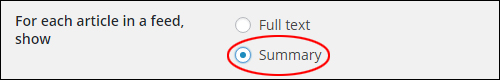 For Each Article In A Feed Show > Summary option selected