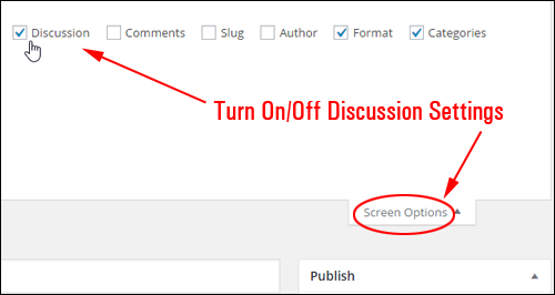 Turn on/off Discussion settings on your Post editor