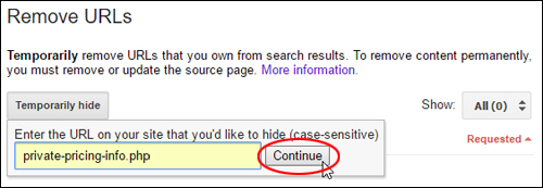 Google Search Console - Remove URLs