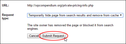 Remove URLs - Submit Request