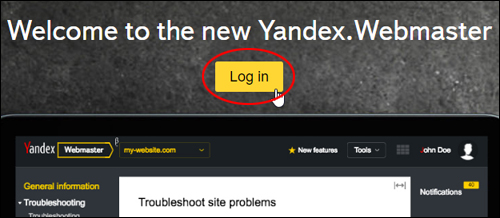 Yandex.Webmaster Log in