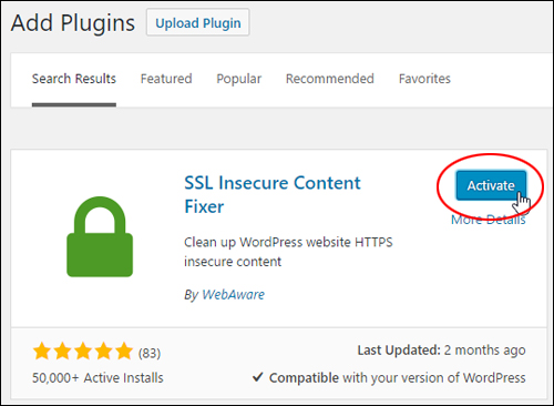 Activate SSL Insecure Content Fixer Plugin