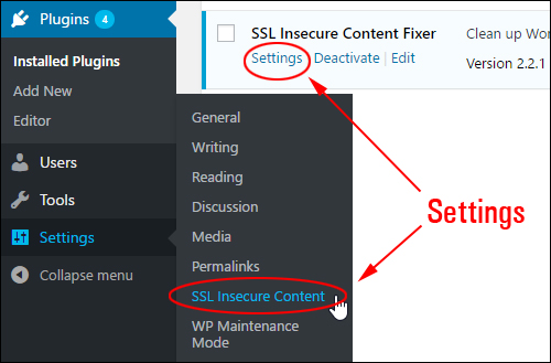SSL Insecure Content - Plugin Settings